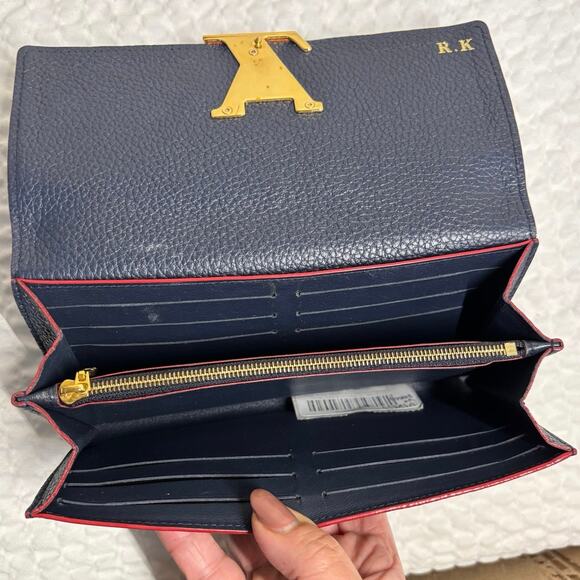 Louis Vuitton Navy Leather Envelope Wallet - Picture 3 of 6